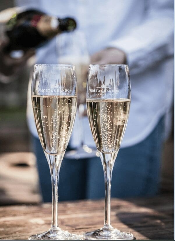 Champage glasses on a date night in Littleton, CO