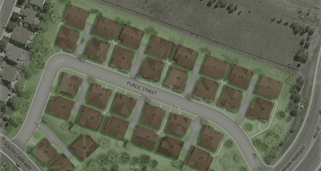 Concept site plan for new homes for sale Littleton CO in TrailMark